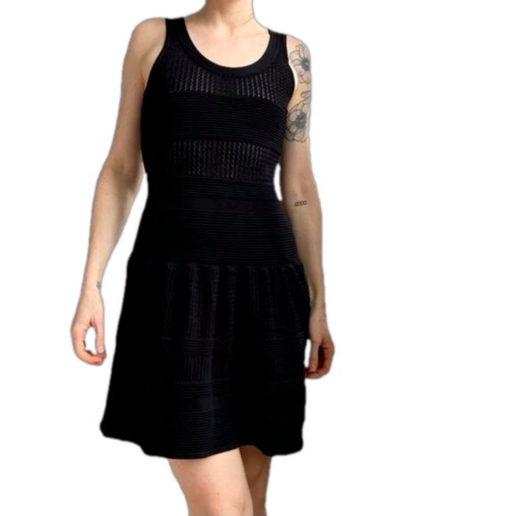 Faith Connexion Black Knit Skater Mini Dress - Picture 1 of 8